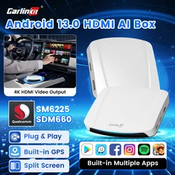 2026 CarlinKit HDMI Video Output Android 13 CarPlay AI Box SM6225 8-Core Android Auto Wireless CarPlay Split Screen Smart TV Box