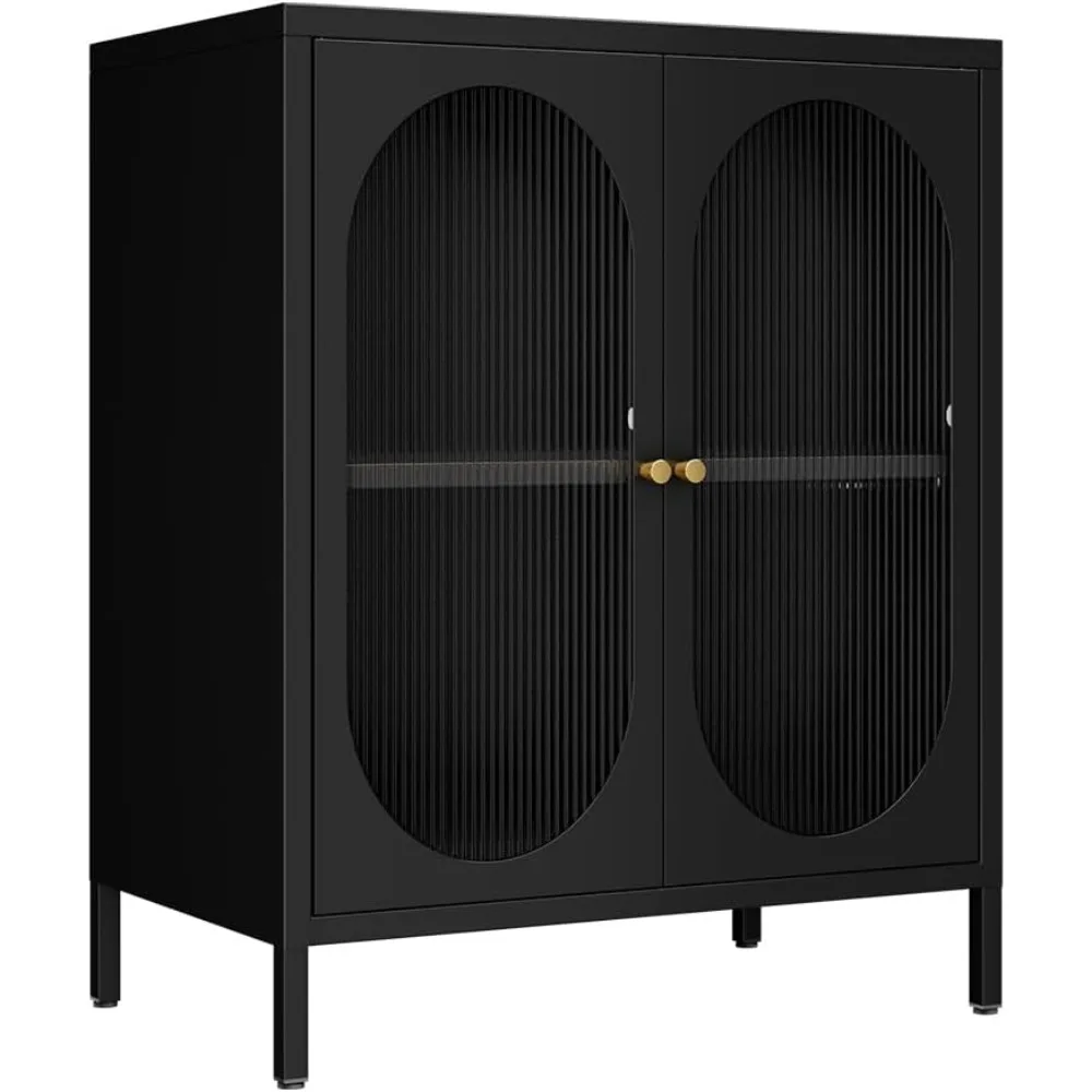 

2 Door Metal Accent Storage Cabinet for Bedroom, Living Room,Bedside, Office Room,Kitchen-Metal Locker Cabinet with 1 Adjustable