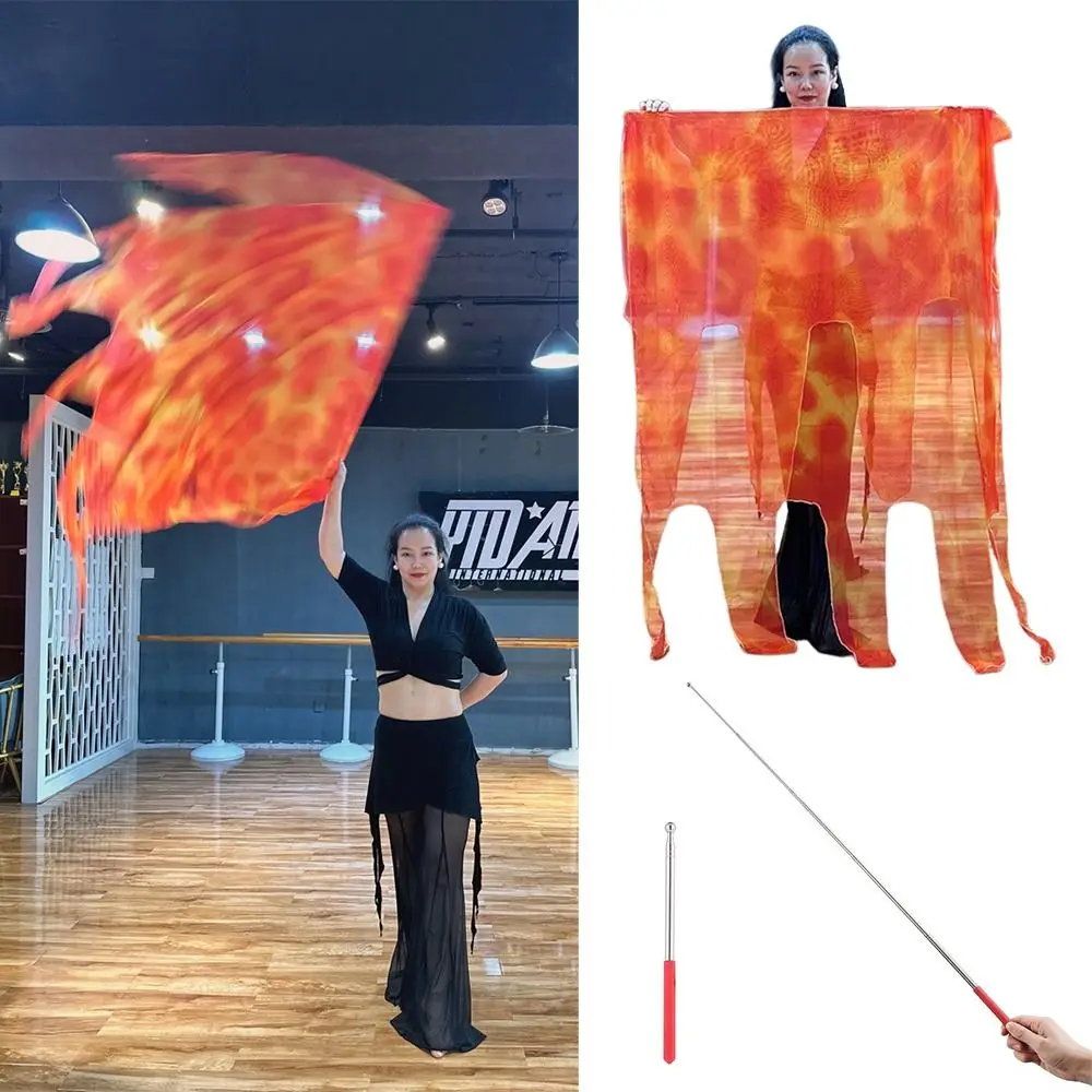 with Telescopic Sticks Belly Dance Accessories Props Multicolor Lightweight Colorful Scarves Flag Scalable Rods
