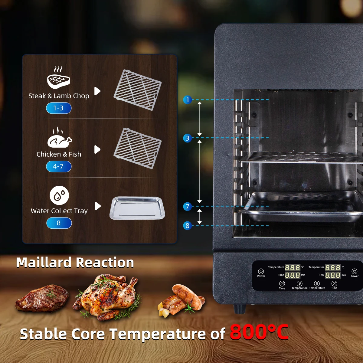 Manufacturer Portable Stainless Steel Toast Versatile Roast BBQ Fired Convection Cookers with Electric Oven