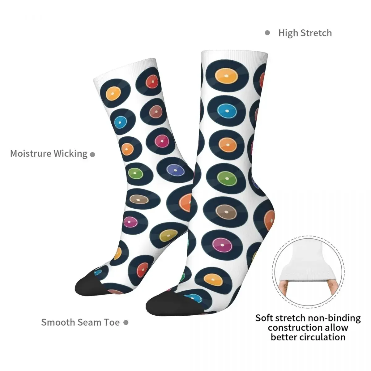 Vinyl Record Collection Socks Harajuku Super Soft Stockings All Season Long Socks Accessories for Unisex Birthday Present