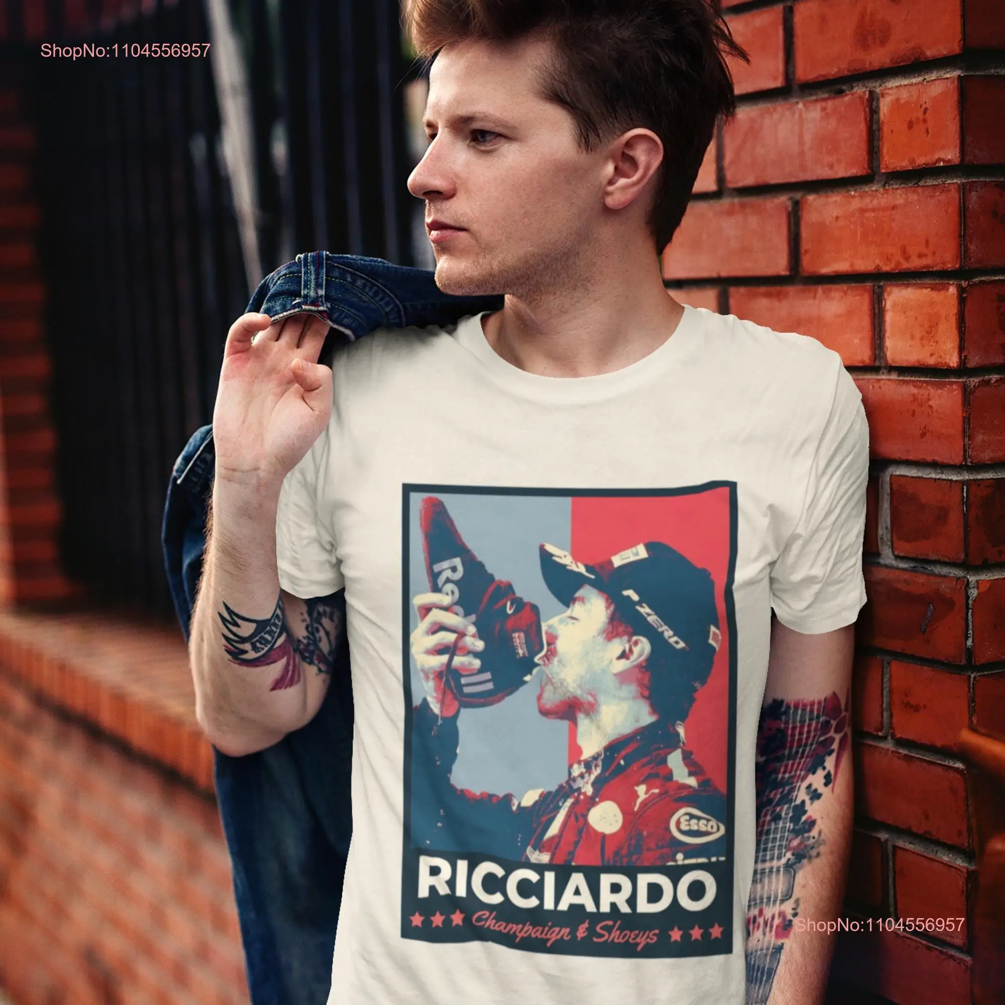 Daniel Ricciardo Champaign and Shoeys T shirt A Celebration of Ricciardo's Legendary Podium Ritual long or short sleeves