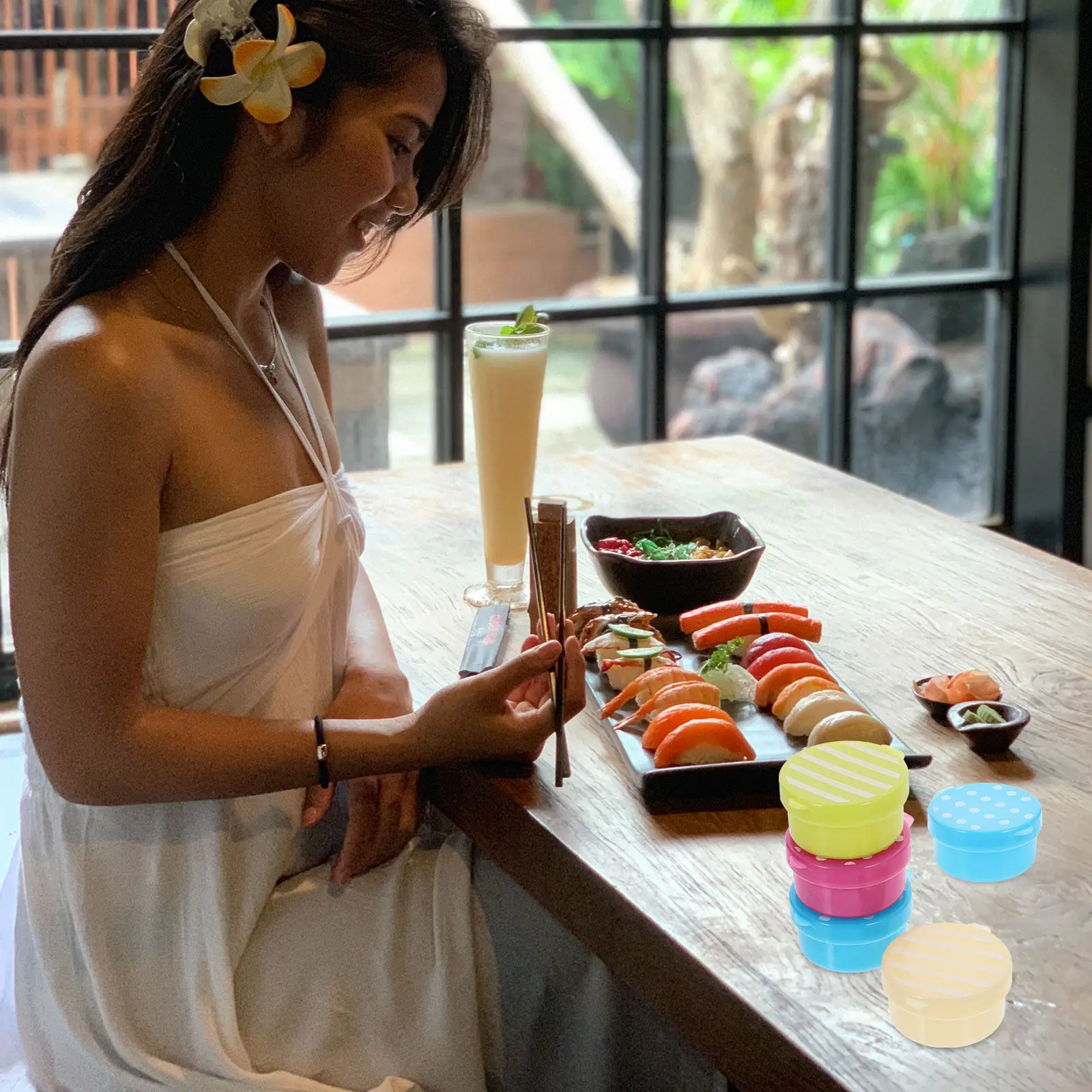 32Pcs Salad Dressing Sauce Boxes Leakproof Small Condiment Containers Portable Plastic Sauce Cups for Kitchen Picnic Lunch Box view 2