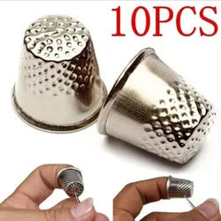 10 Pcs/set DIY Sewing Tools Finger Protector Antique Hard Metal Brass Sewing Thimble Needles Sewing Accessoires