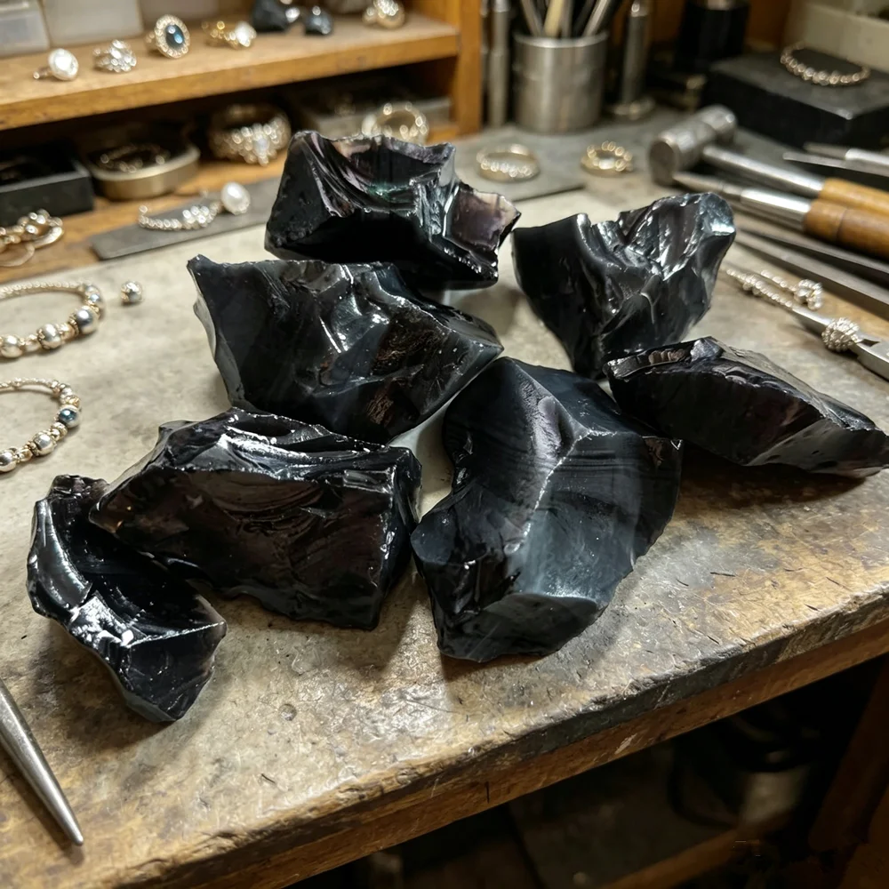 Natural Apache Tears Indian Legend Healing Crystal Black Obsidian