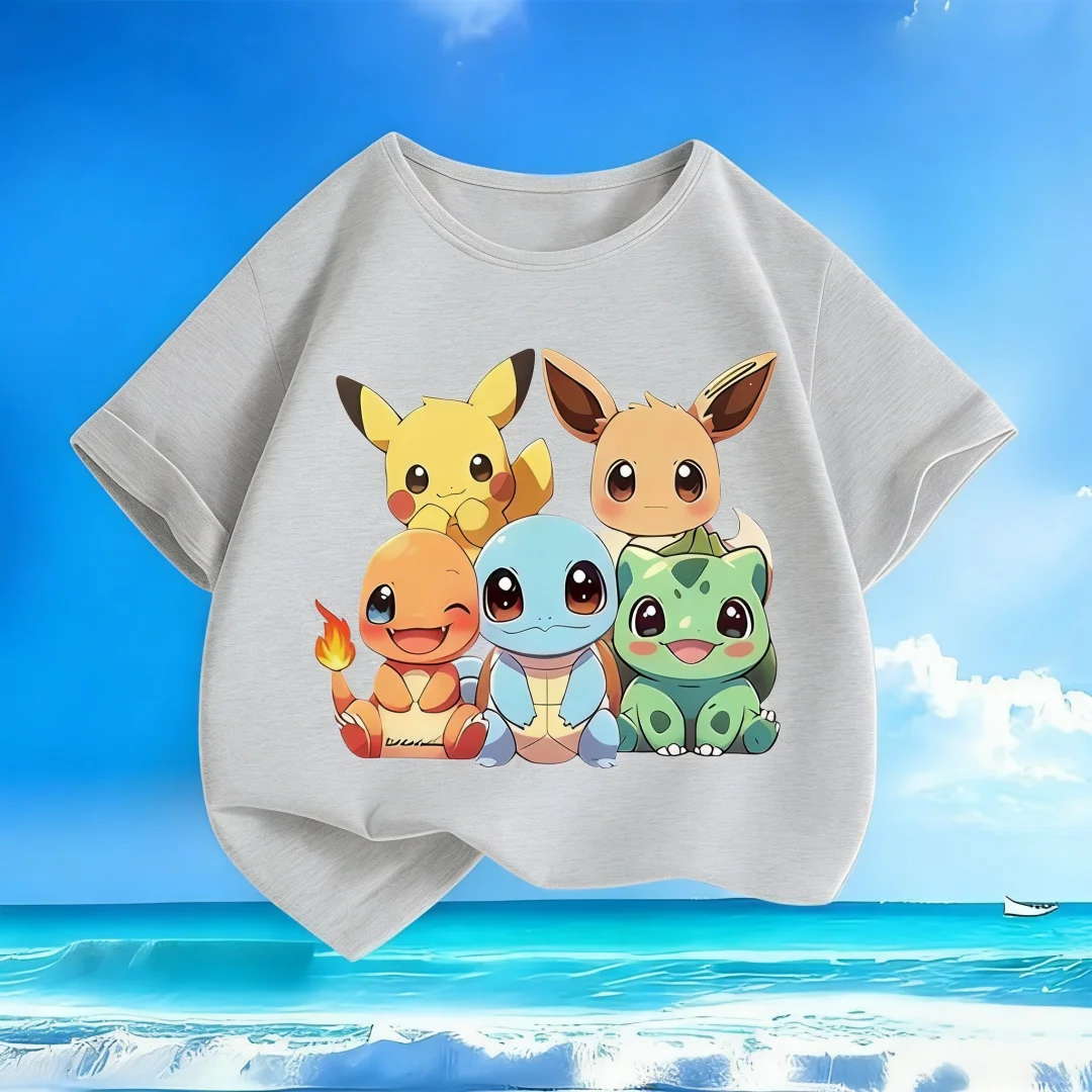 2026 Nieuwe Zomer Hot Sale Pokémon Pikachu Cartoon T-shirt voor jongens en meisjes - Ronde hals Casual Multi-color Unisex Hoogwaardige tops