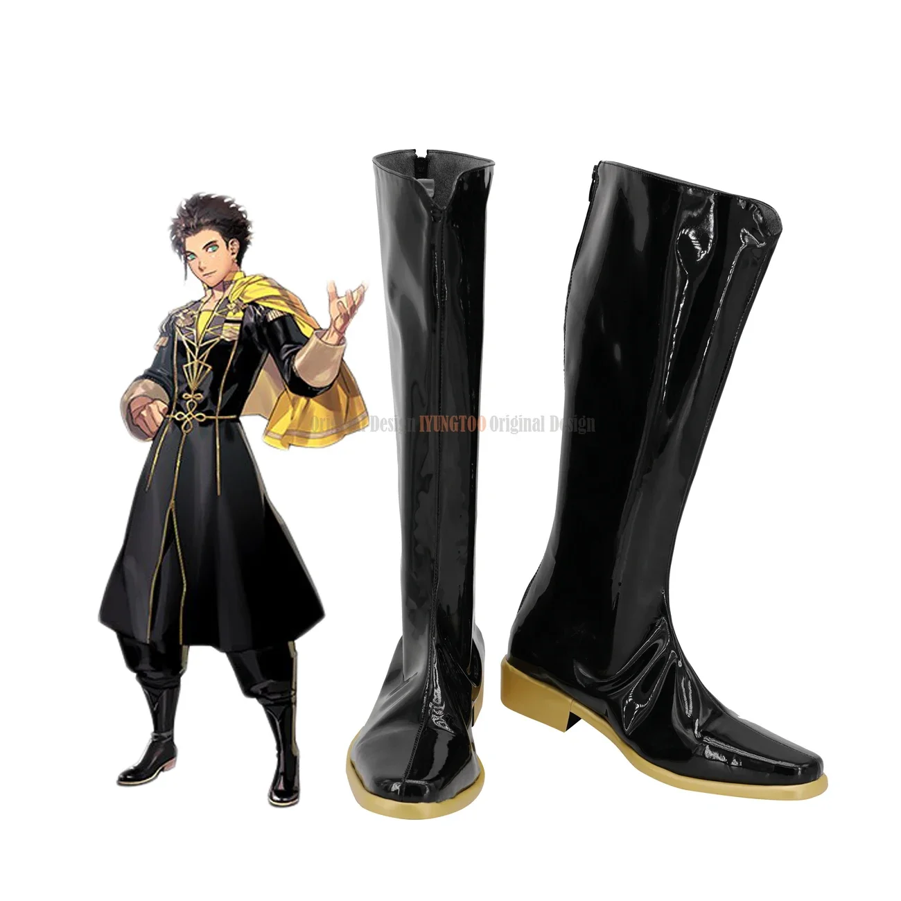 Claude Leather Shoes Cosplay Fire Emblem Three Houses Claude Cosplay Boots Black Shoes Custom Made