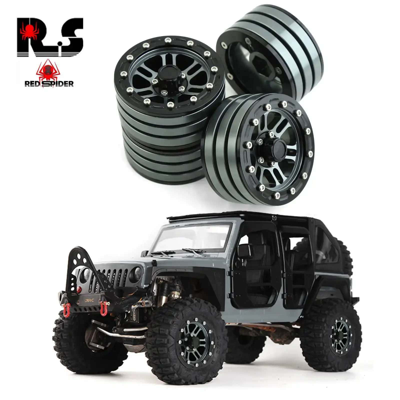 4PCS Metal 1.9 Inch Beadlock Wheel Rims Hub for Axial SCX10 90027 90046 D90 TRX4 D110 CC01 1/10 RC Rock Crawler Car