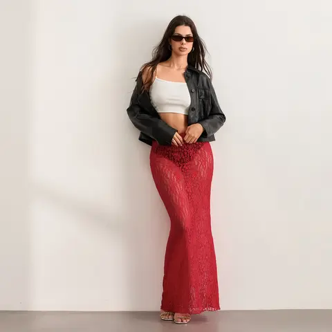 महिलाओं के लिए सेक्सी शीर लेस मैक्सी स्कर्ट, महिलाओं के लिए समर बोहो सी-थ्रू बॉडीकॉन लॉन्ग स्कर्ट, पार्टी क्लब स्ट्रीटवियर Y2K फेयरी क्लॉथ्स 8 best sales पारदर्शी स्कर्ट - №1