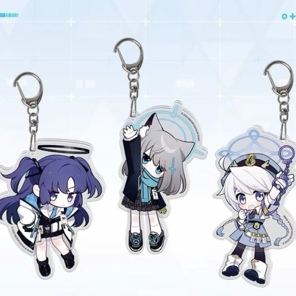 Anime Game Blue Archive Q Version Character Shiroko Acrylic Keychain Yuuka Hayase Pendant Backpack Decoration Collection Gift