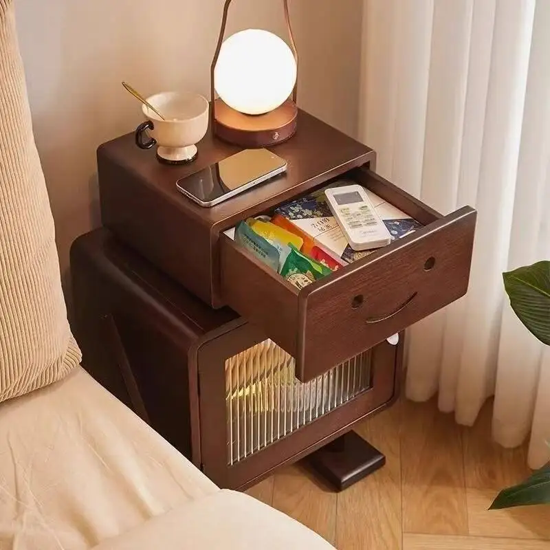 - & Creative Table Bedroom, Robot-Shaped Cabinet Wooden Funky Side Nightstand for with Drawer Kids Room & Home Decor