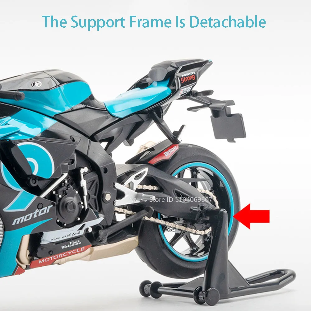 Modèles de jouets de moto R1M R1, échelle 1:12, en métal moulé sous pression, son léger, Absorption des chocs, pneus en caoutchouc, jouets à moteur, cadeaux d'anniversaire pour garçons