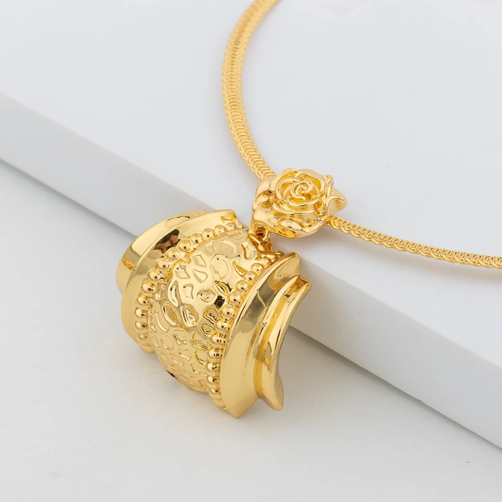 Afrika Halskette Ohrringe Schmuck-Set für Frauen Gold Farbe Metall Dubai Große Übertriebene Creolen Punk Schmuck Zubehör – Detail 6