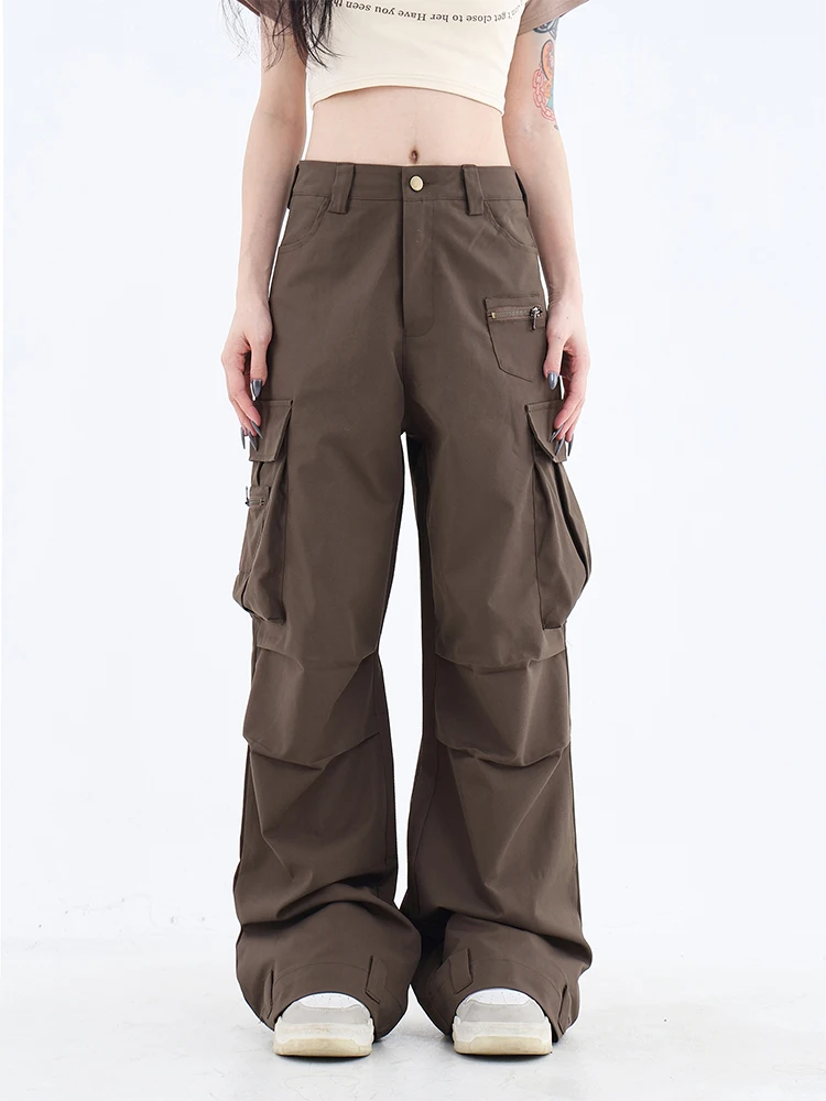 

Women's Coffee Cargo Pants Baggy Vintage Y2k 90s Fashion Harajuku 2000s Pants Aesthetic High Waist Wide Leg Trouser Clothes 2023