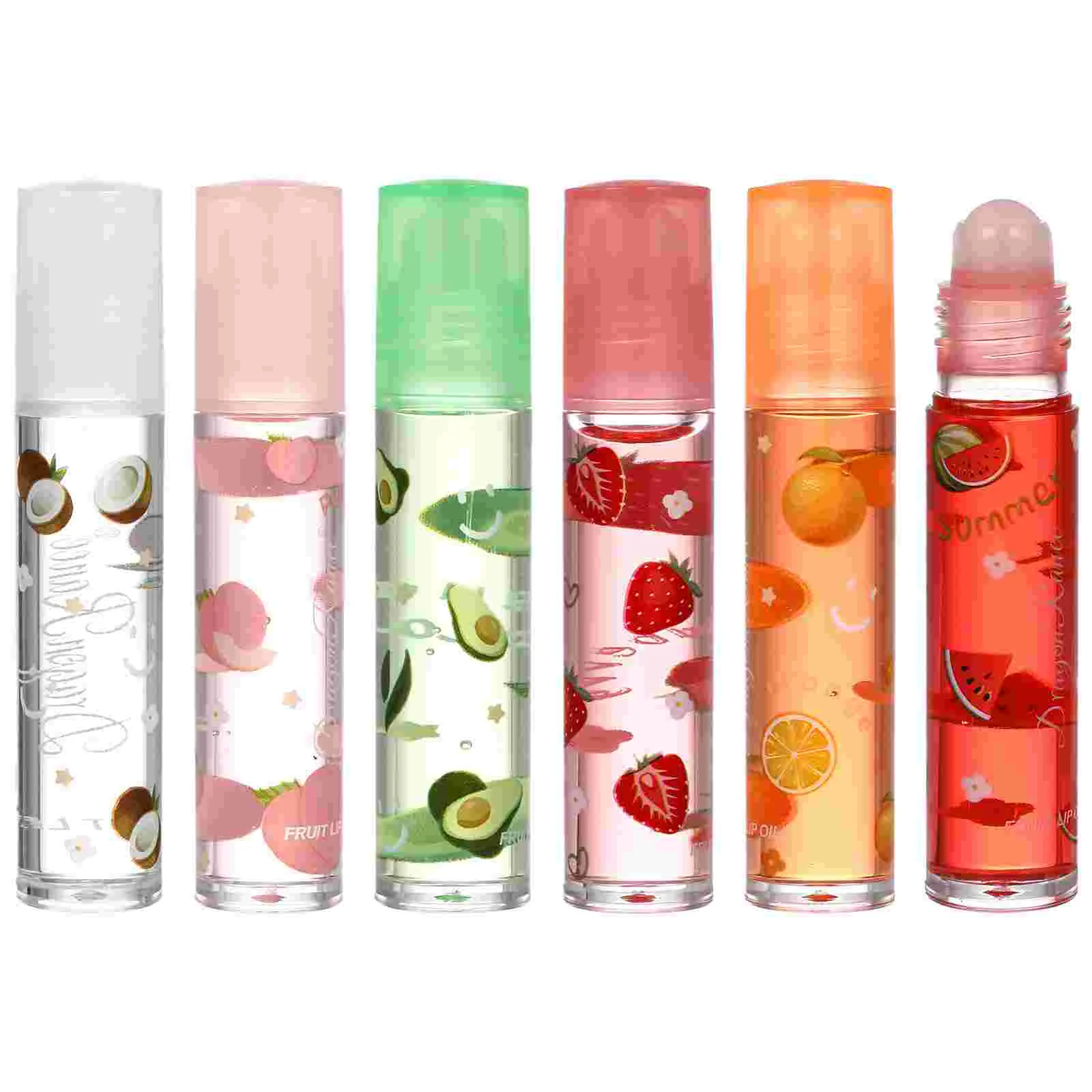 Bálsamo labial de frutas, 6 piezas, hidratante orgánica más suave, brillo, Pintalabios líquido Natural, Protector transparente