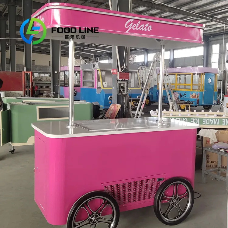 

Customize USA Standard Ice Cream Trucks Food Cart Hand Push Popsicle Ice Cream Cart