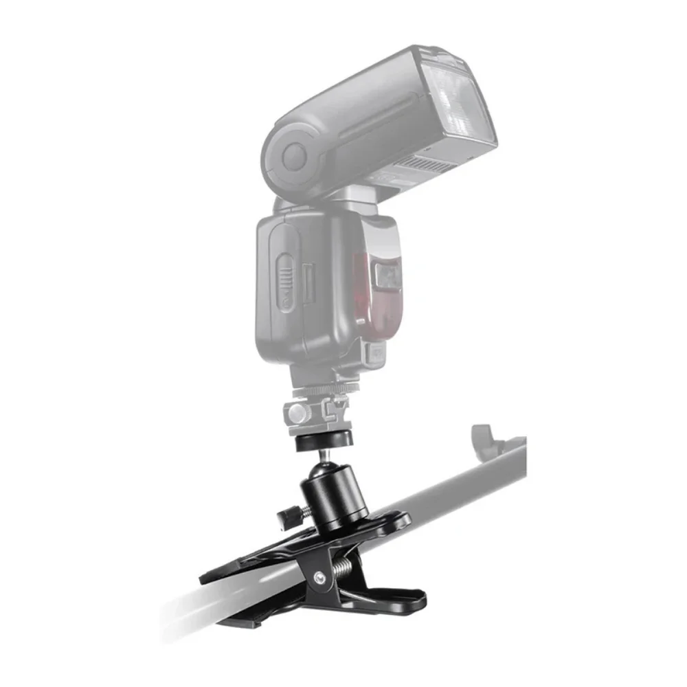 Metal Camera Clip Clamp Flash Holder Mount with 360 Swivel Photography Ball-Head 1/4\