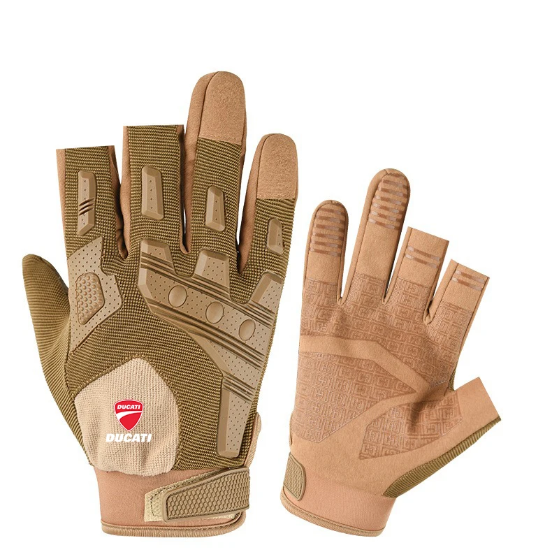 Three Fingers Motor Gloves Outdoor Vintage Anti-Slip Racing Finger Mittens For DUCATI Monster 950 939 821 SP 1100 696 595 797 view 5