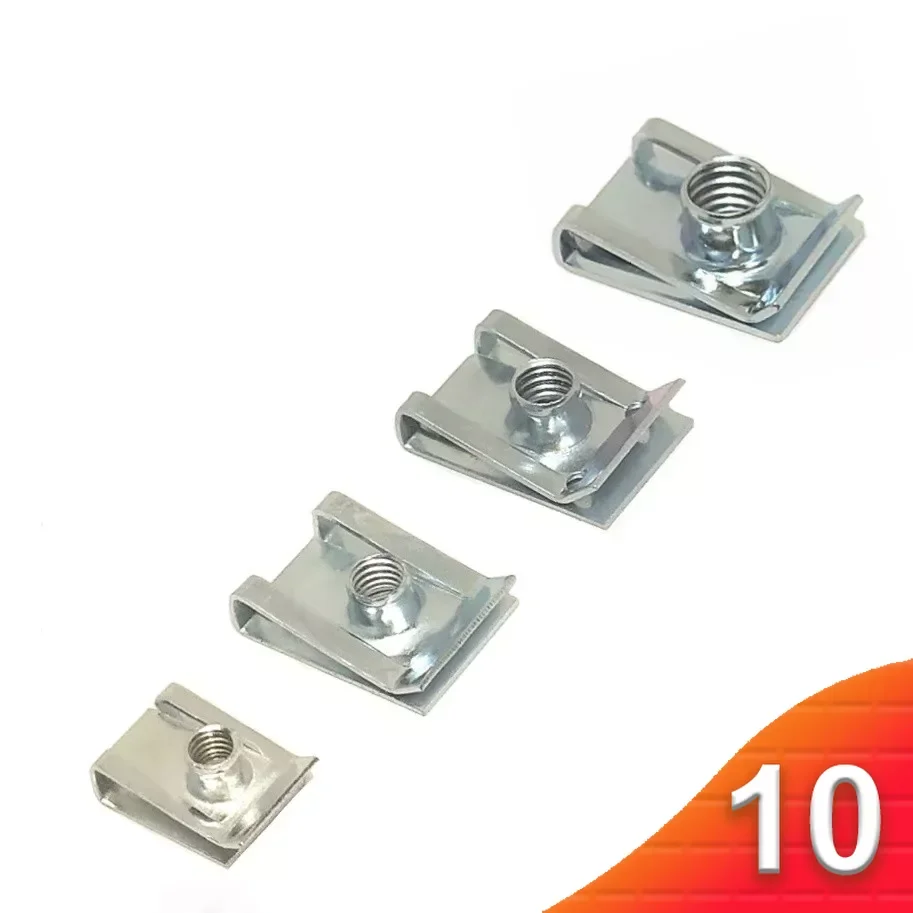 10pcs M4/M5/M6/M8 Car Spring Steel U Type Clips with Thread 8mm 5mm 6mm 4mm Reed Nuts for Auto Motorcycle Scooter ATV Moped