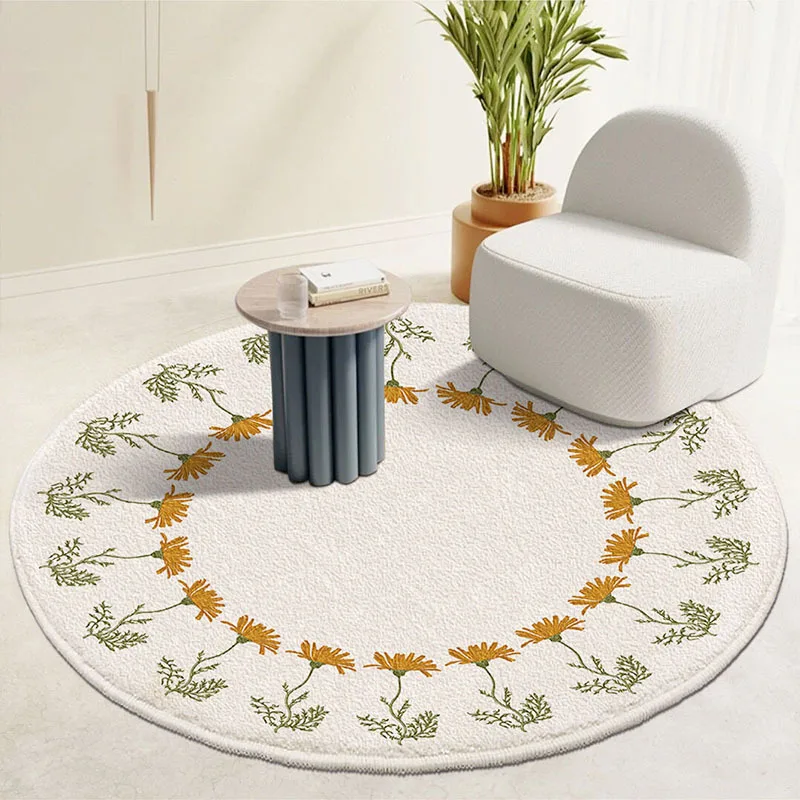 Ins Wind Flower Cashmere-like round Carpet Cartoon Children's Bedroom Bedside Blanket Study Living Room Coffee Table Carpet