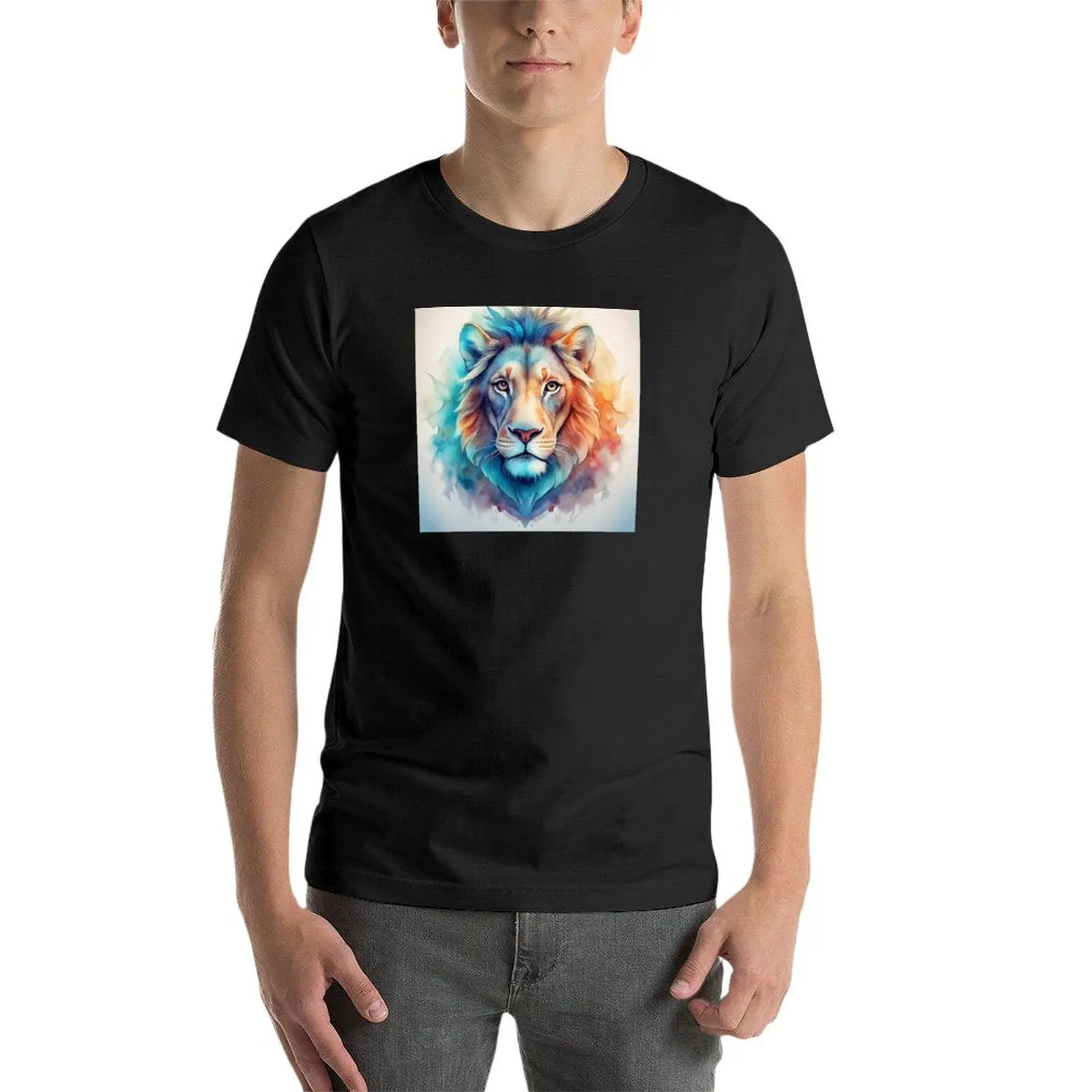 Leo Lion Stencil T-Shirt for a boy customs animal prinfor boys quick drying mens t shirts casual stylish