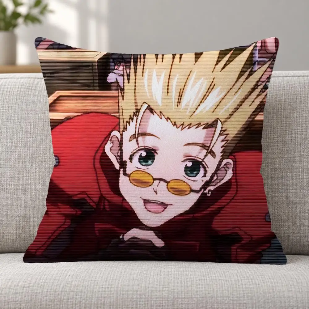 Anime Trigun V-Vash The Stampede Cushion Cover Soft Plush Decorative Sofa Bedroom Living Room Car Dorm Home Decor Gift