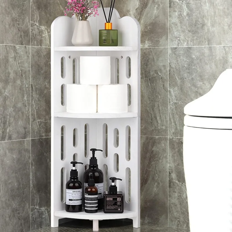 

Bathroom Corner Shelf Stand, 3 Tier Solid Wood Display Shelf for Narrow Space, Shower Corner Shelf