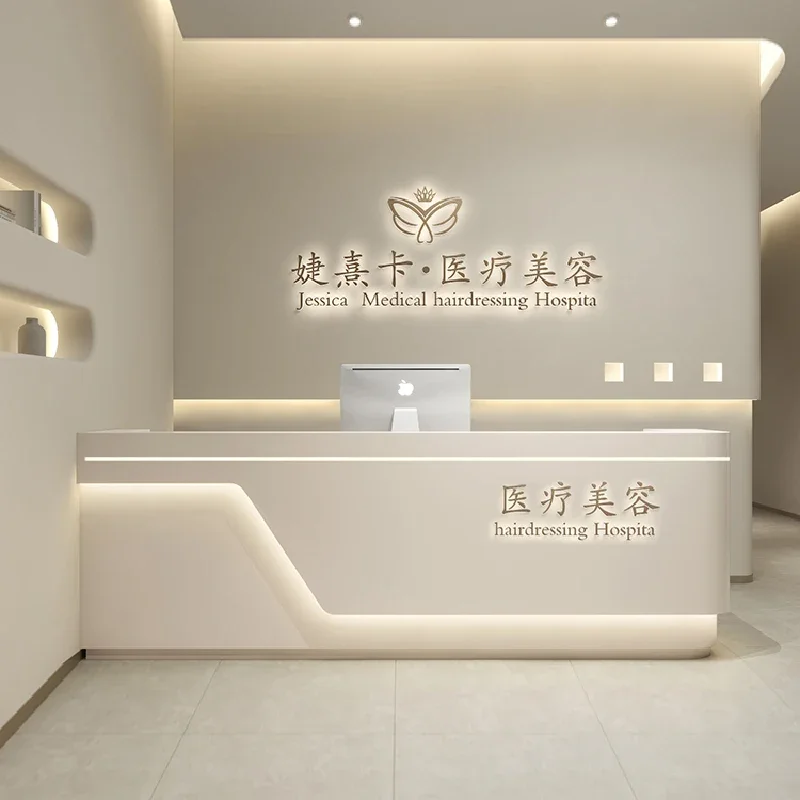 Office Mobile Store Reception Desks Modern Podium Beauty Salon Luxury Front Desk White  Reception Furniture