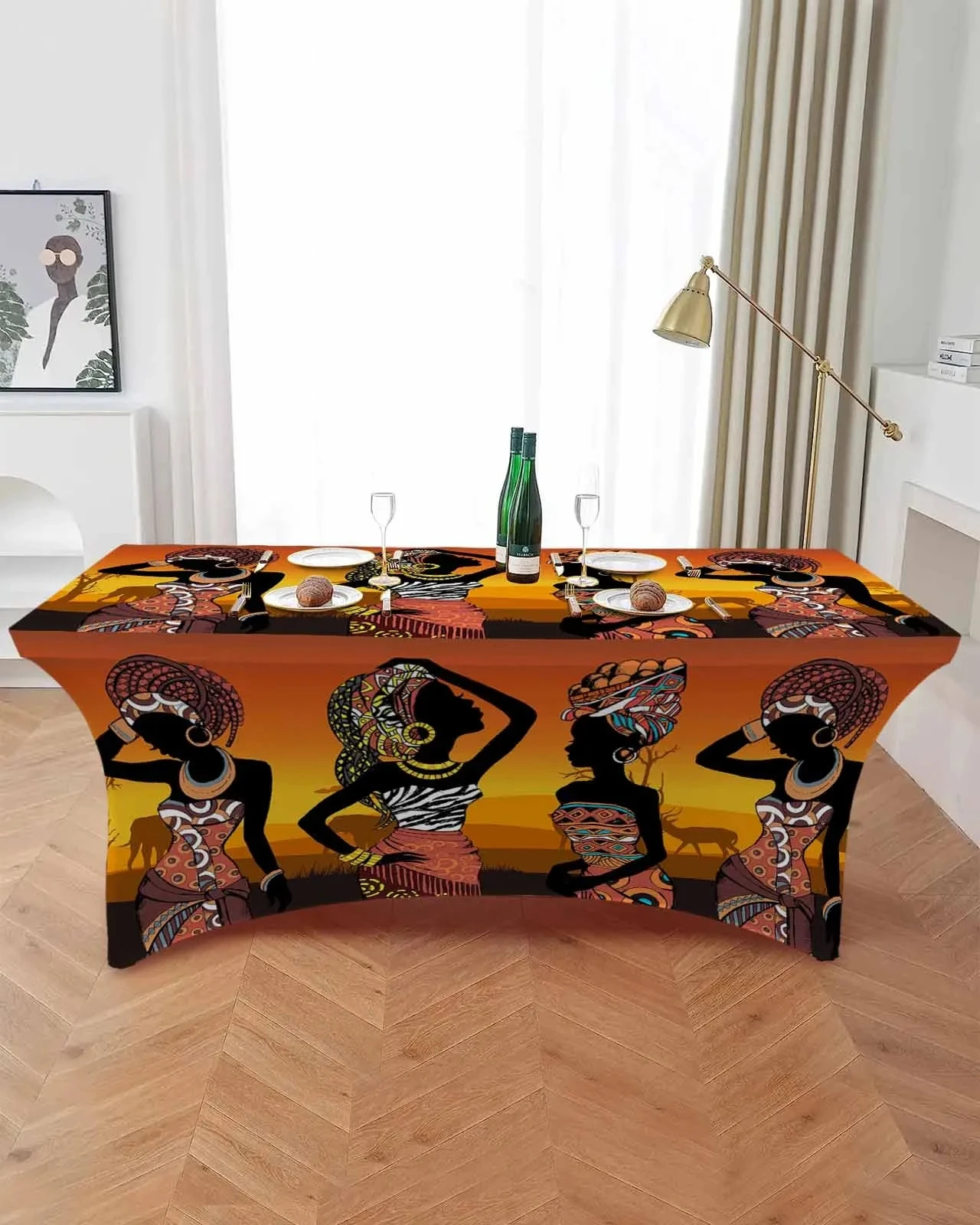 

Ethnic style printed tablecloth, elastic table skirt, wedding and birthday table decoration table skirt, party tablecloth