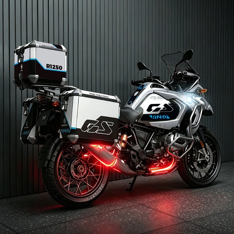 Simulation Burning 1/7 Scale R1250GS Motorcycle Model ADV Adventure Touring Motorcycle Toy Vehicle Collection Ornament Gift