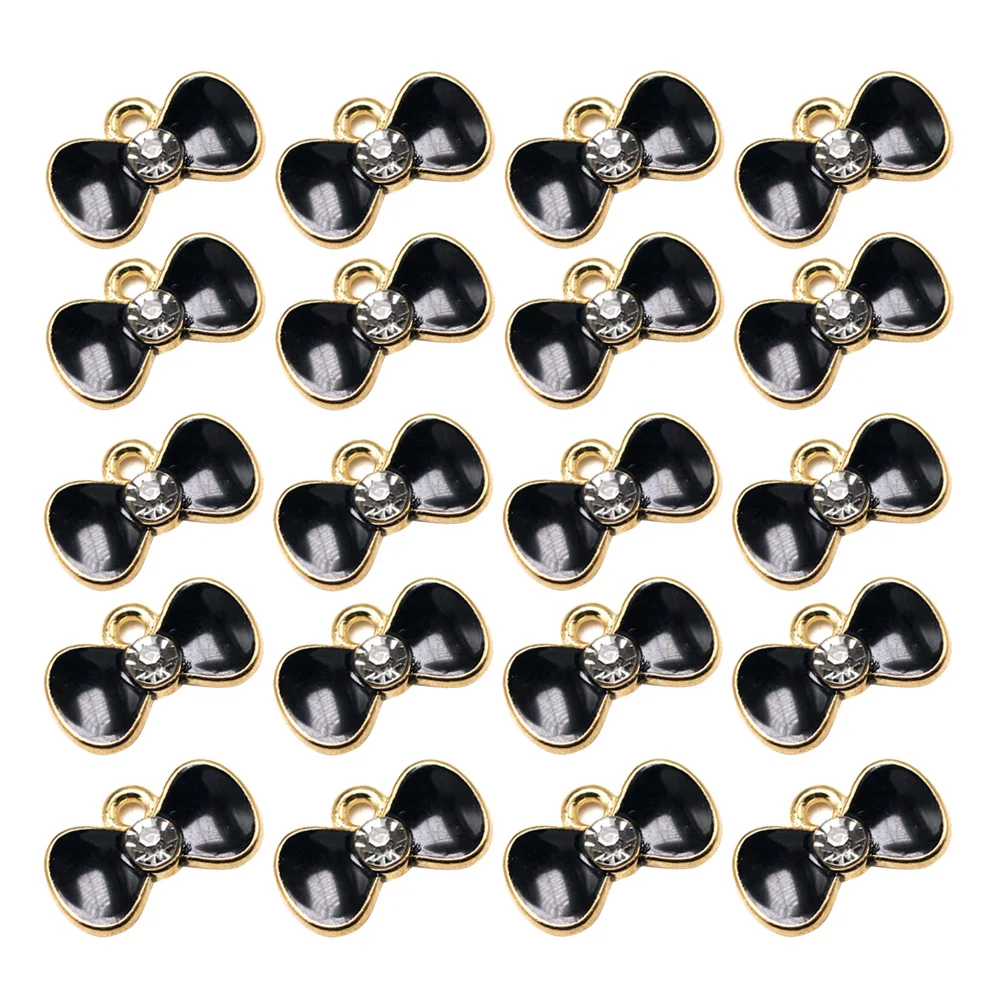 

20pcs Alloy Bow Tie Charms Pendants Rhinestone Jewelry Making Accessories Bracelet Anklet Keychain Diy Pendant Set Pink