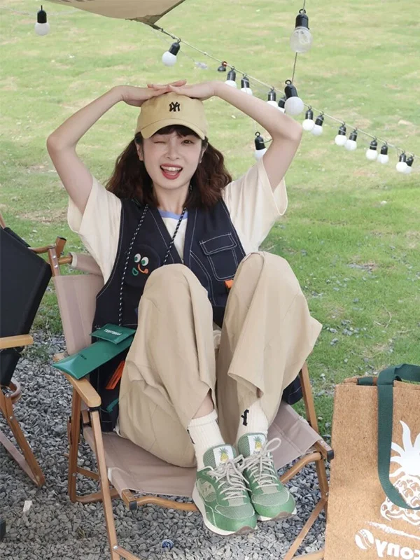 

Женский джинсовый жилет в стиле ретро, свободный крой, японский дизайн, с подплечниками, для многослойного образа, модный