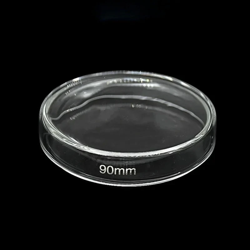 طبق بتري زجاجي للاستخدام المختبري، مادة بوروسيليليك مرتفعة 90 مم، طبق ثقافة شفاف سميك، أواني زجاجية مقاومة للحرارة، 10 EA #2