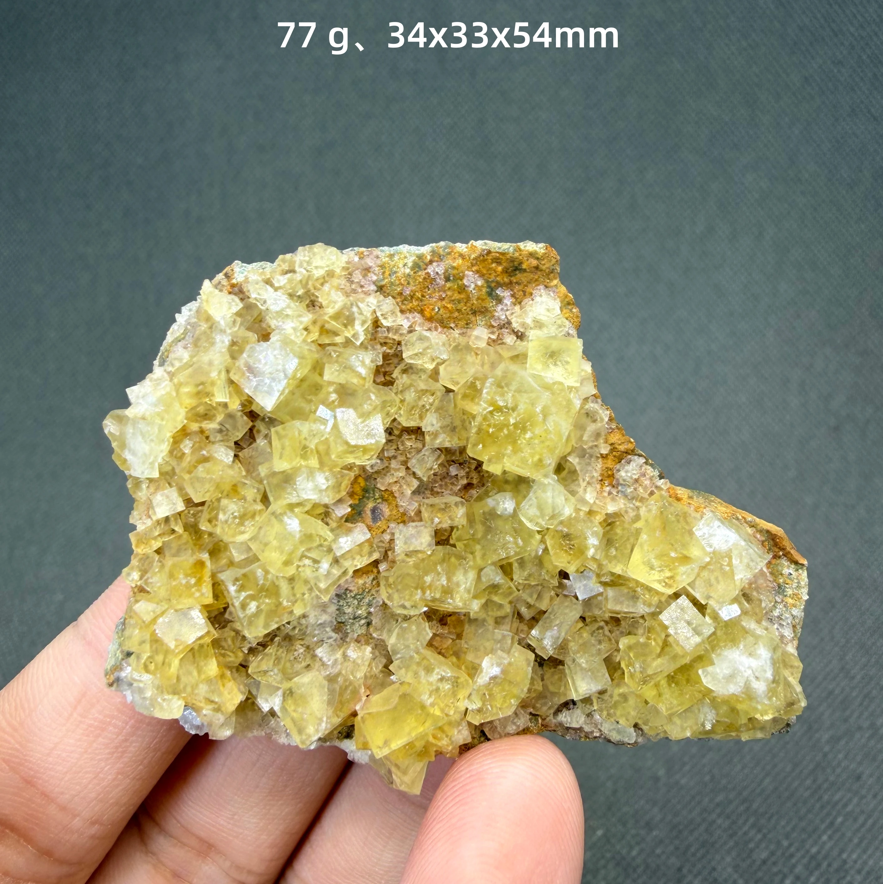 Natural Beijing Yellow Fluorite Cubic Crystal Cluster Golden Cube Mineral Specimen Home Decor