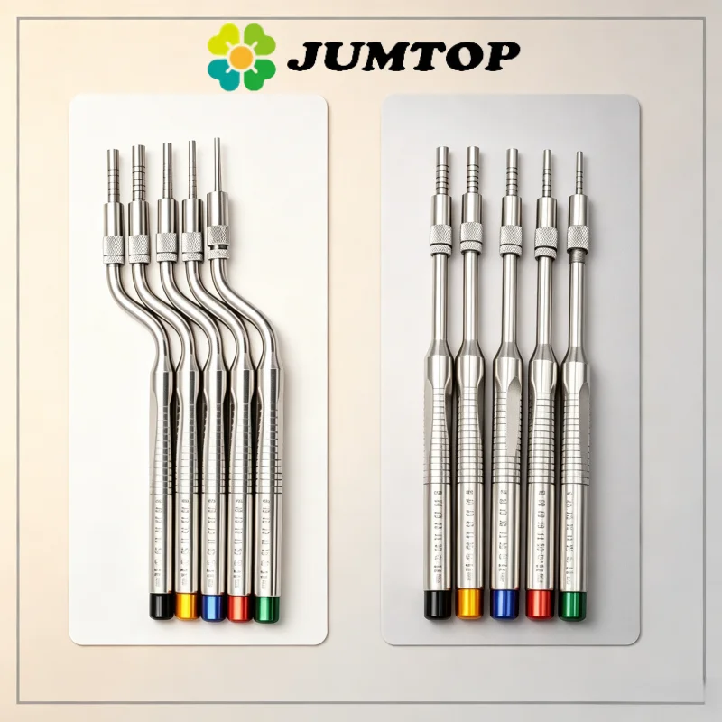 JUMTOP 5Pcs Dental Implant Osteotome Instruments Maxillary Sinus Lifting Curved Straight Bone Squeezer Tooth Extraction Tool