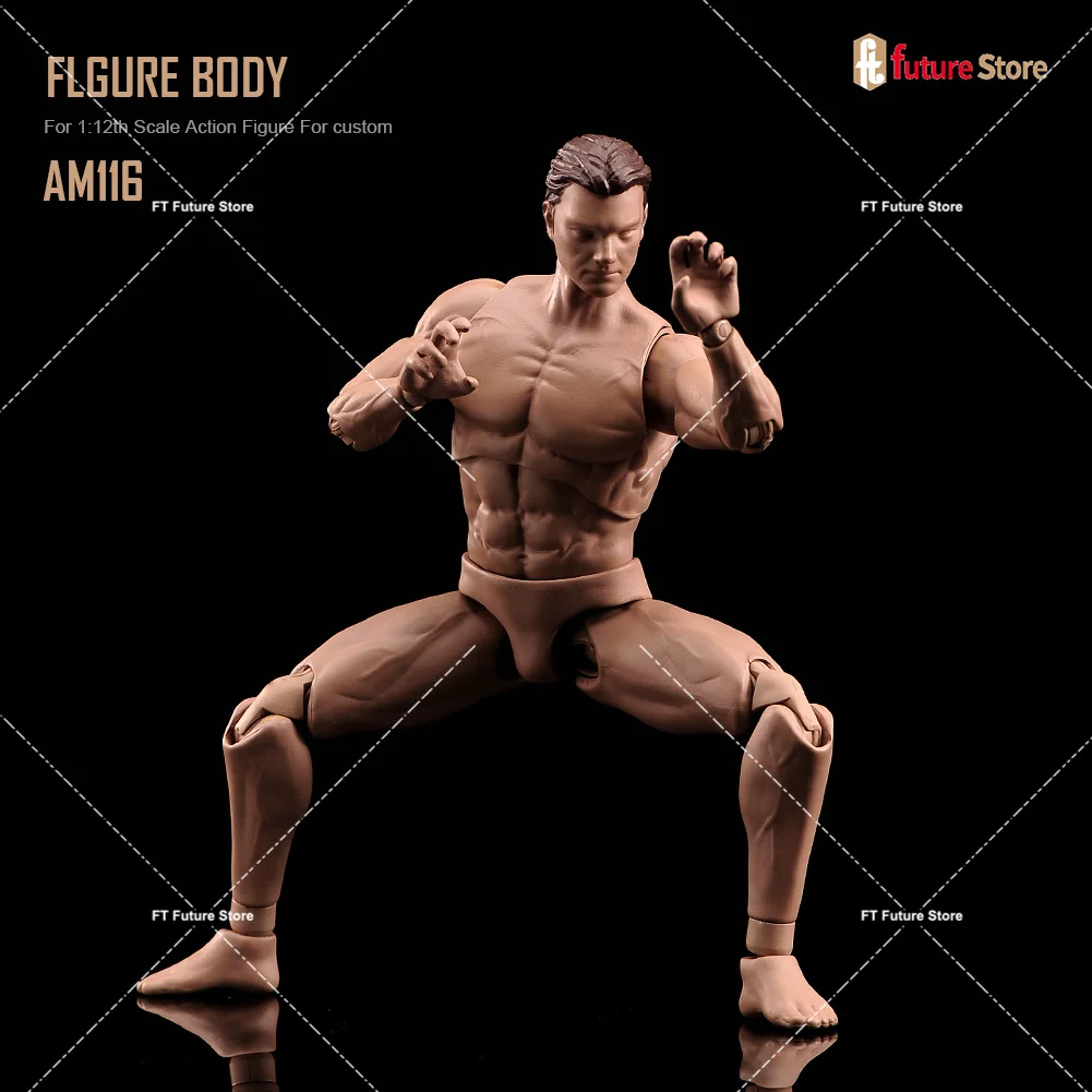 ANT AM116 1/12 Male Super Flexible Joint Body with Head 6inch Soldier Muscular Action Figure Body Dolls