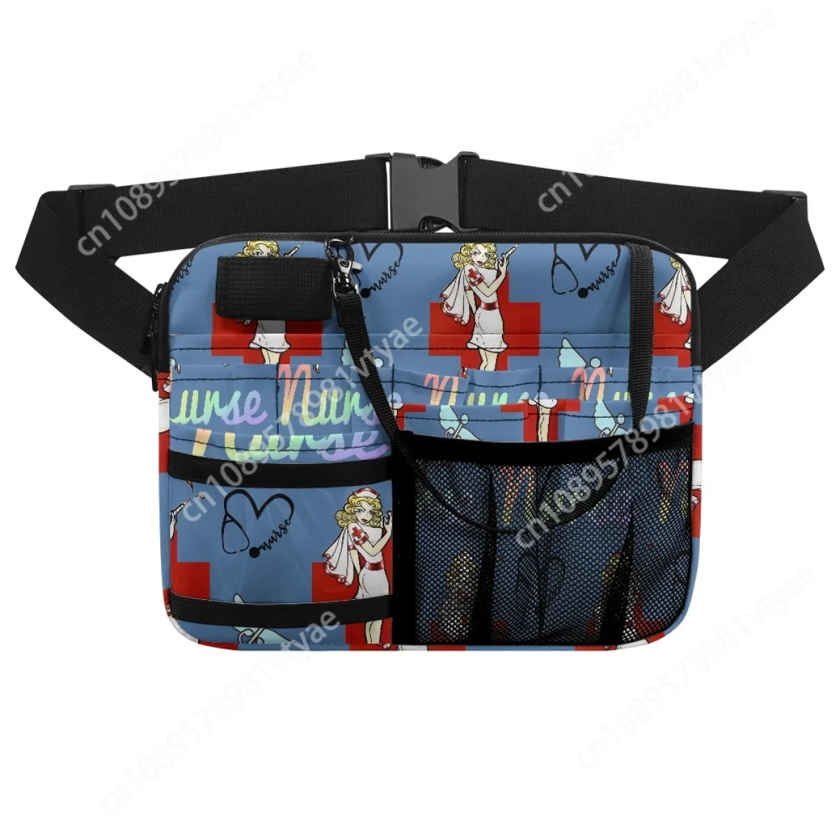 Female Bag Drop Ship Cartoon Nurse Print Multi Pocket Waist Bag Adjustable Fanny Pack Emergency Medicine Bandage Storage 2023