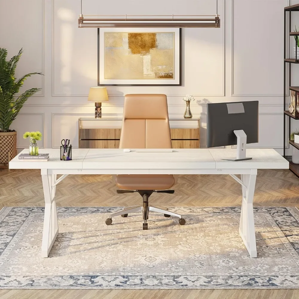 70.8-Inch Executive Desk, Large Computer Office Desk Workstation, Modern Simple Style Laptop Desk, Writing Desk