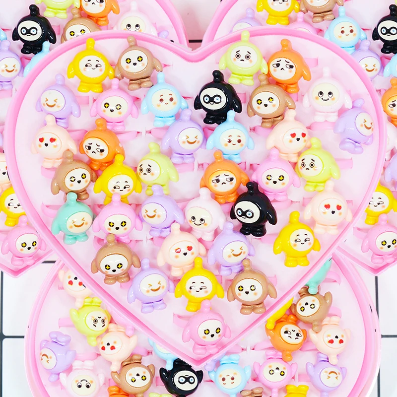 10/20pcs Kawaii Eggy Party Cartoon Ring Kids Girl Ring Children Baby Jewellery Party Supplies Decoration Toy Gifts