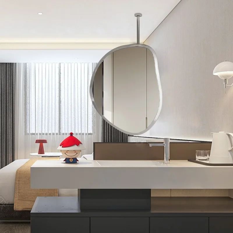 Designer boom light luxury suspended double-sided mirror bathroom washstand wall-mounted special-shaped bathroom mirror