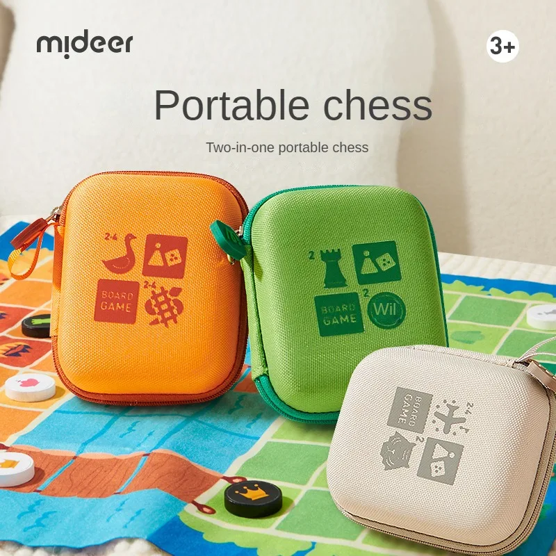 Mideer 2 in 1 Board Games Animal Chess Flying Chess Logical Thinking Trainning Portable Storage Chess Puzzle Toys For Kids