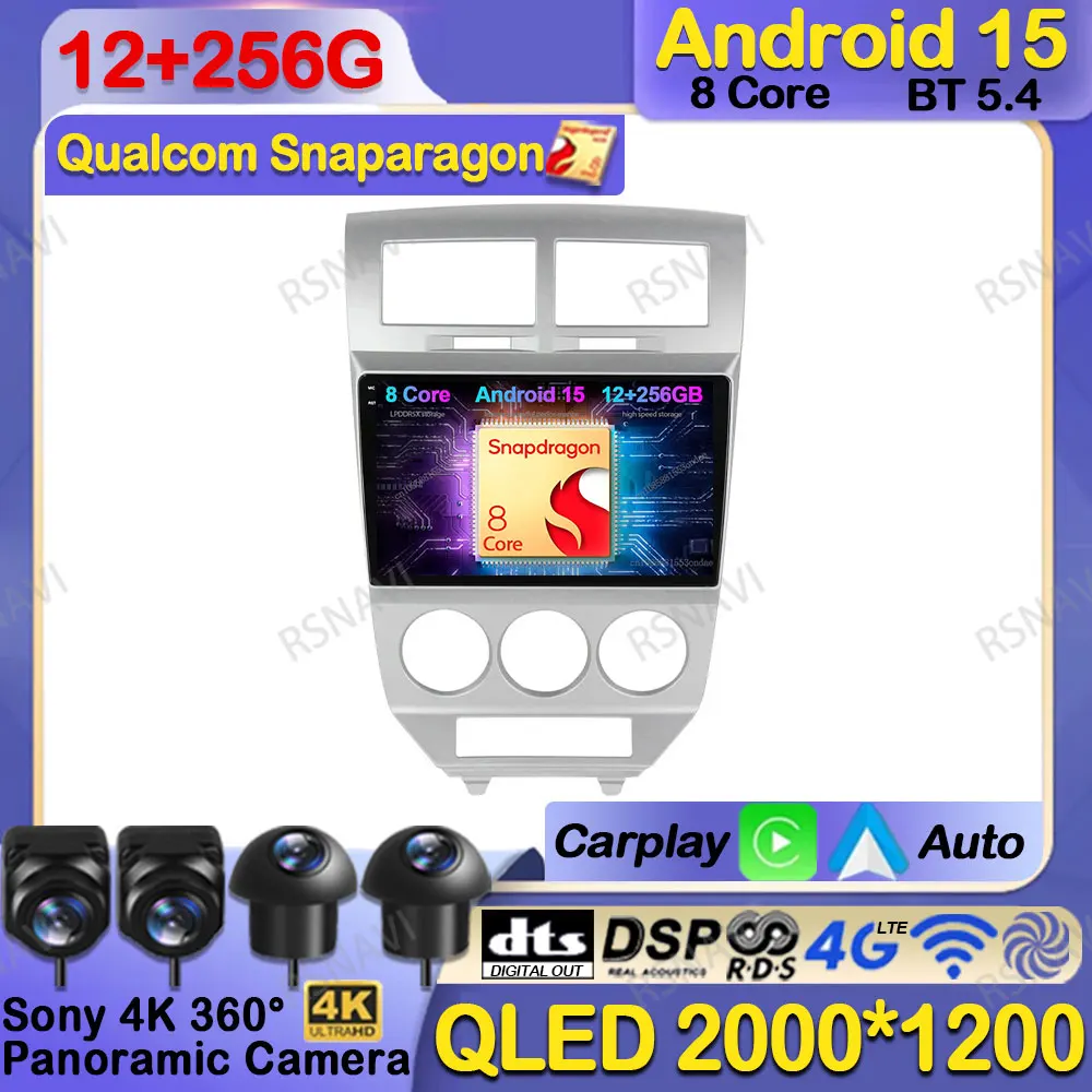 

Car Radio Android 15 For Dodge Caliber Jeep Compass 1 MK Patriot 2006 - 2010 4G LTE Autoradio 5G WIFI GPS BT QLED