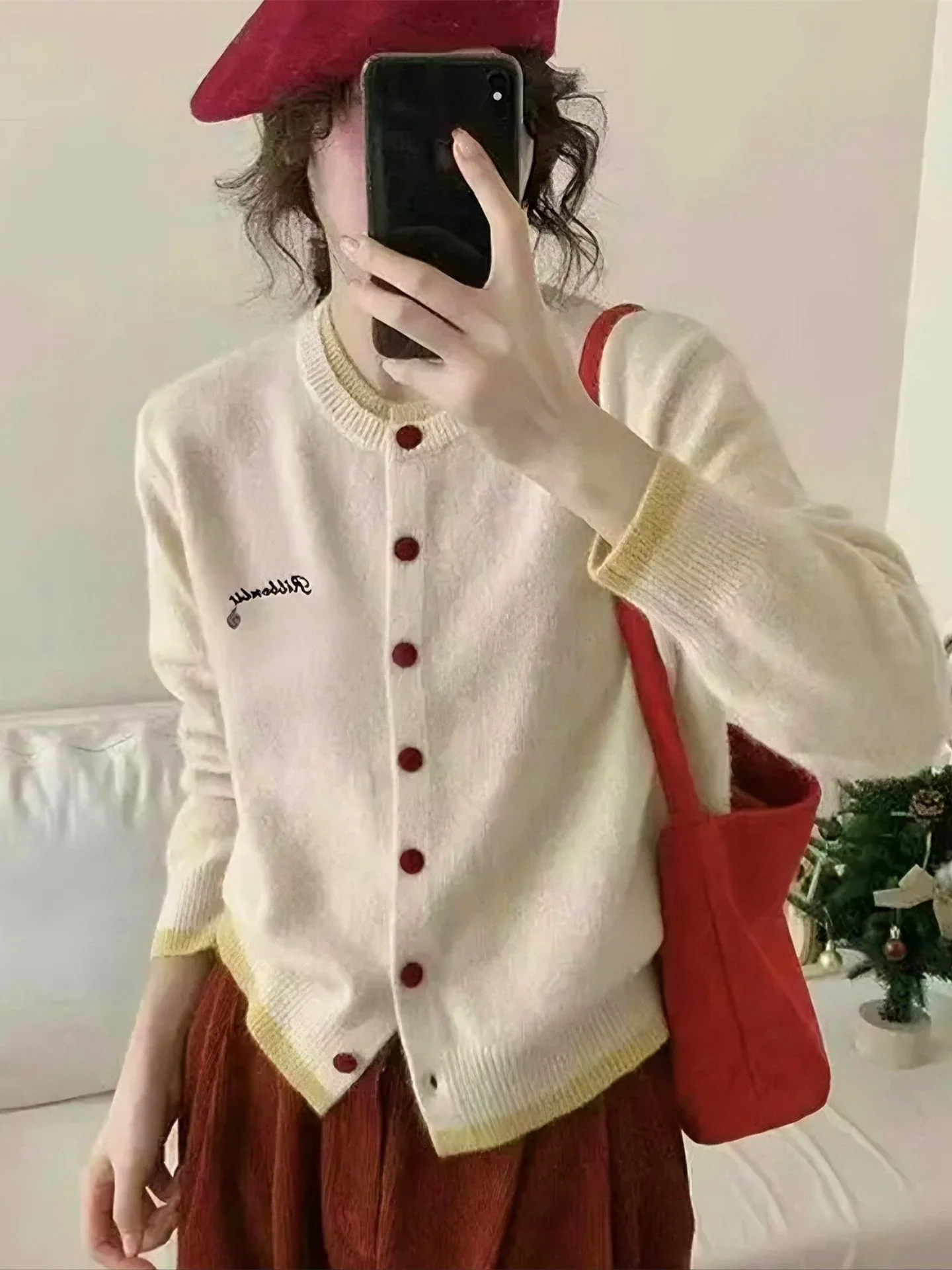 Suéter de Punto para Mujer Talla Grande, Estilo Coreano, Otoño Invierno, Holgado, Cubre la Grasa, Adelgazante, Bordado, Cárdigan Abierto