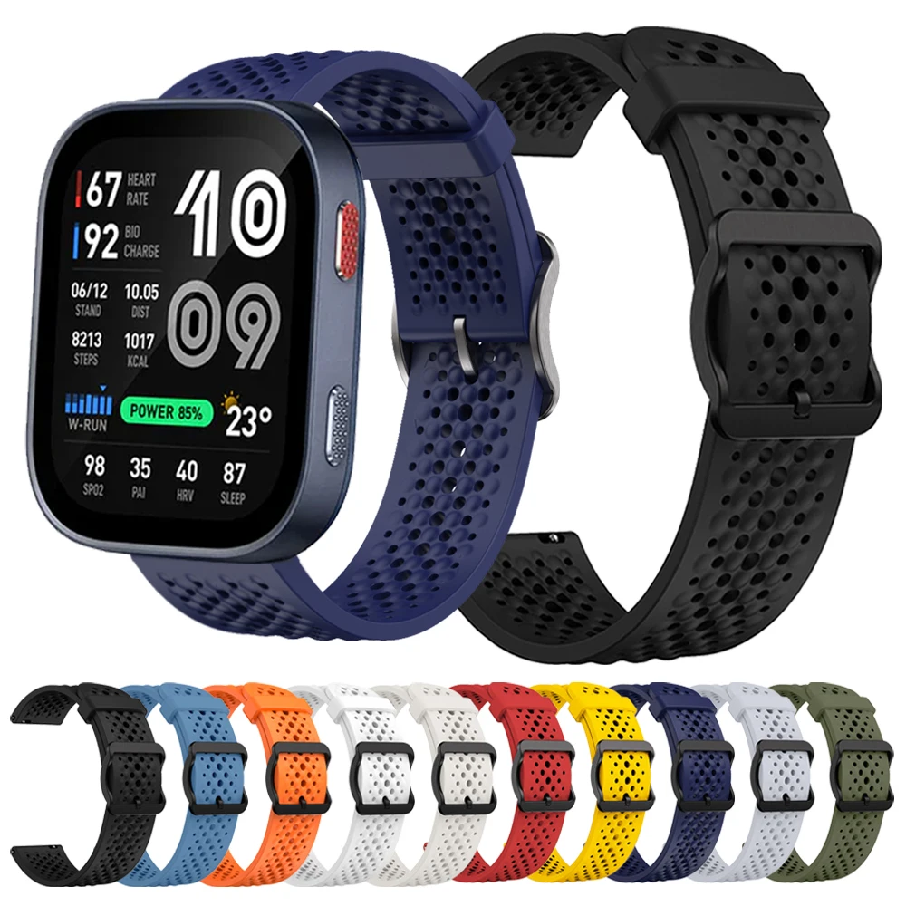 22mm Silicone Strap For AMAZFIT BIP Max 6 5 GTR 4 3 2 2E BALANCE 2 3 Band Replace Correa For Mi Watch Sports Breathable Bracelet