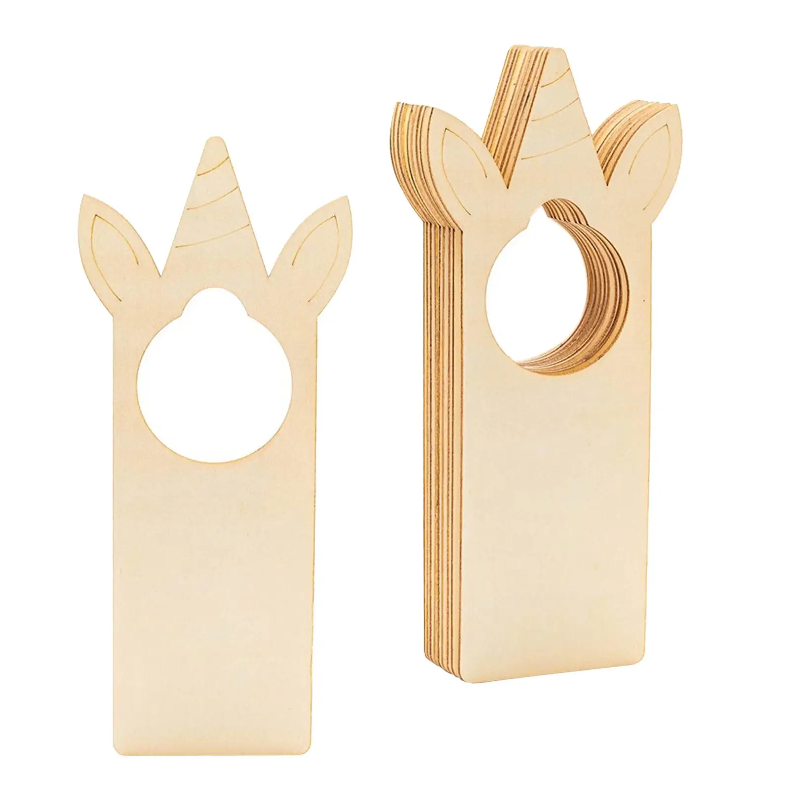 10x Unfinished Wooden Door Knob Hangers Blank Door Knob Signs for Hotel Home