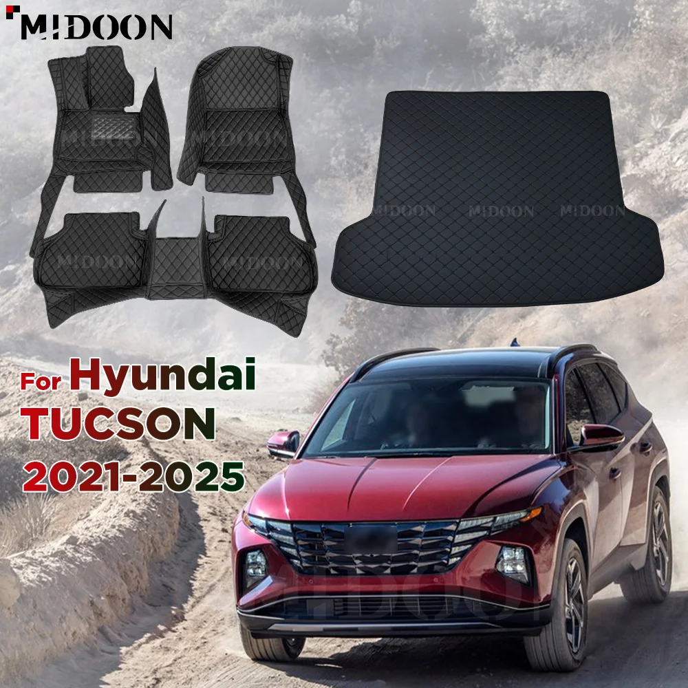 Maty bagażnika samochodowego do Hyundai TUCSON 2021 2022 2023 2024 2025 Niestandardowa mata podłogowa Automatyczne podkładki pod stopy Pokrowiec na dywan Akcesoria wewnętrzne