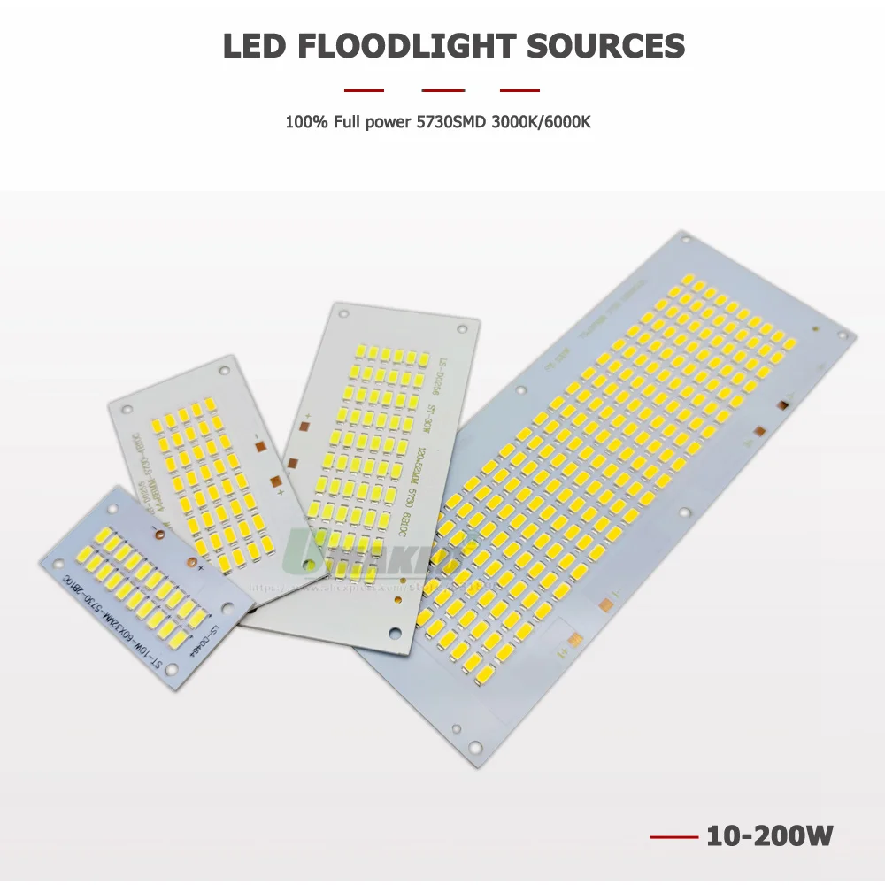 5PCs LED Floodlight Replace Plate SMD5730 PCB10 20 30 50 100 150 200W 100% Full Power Light Source Panel For Outdoor Lamps DIY