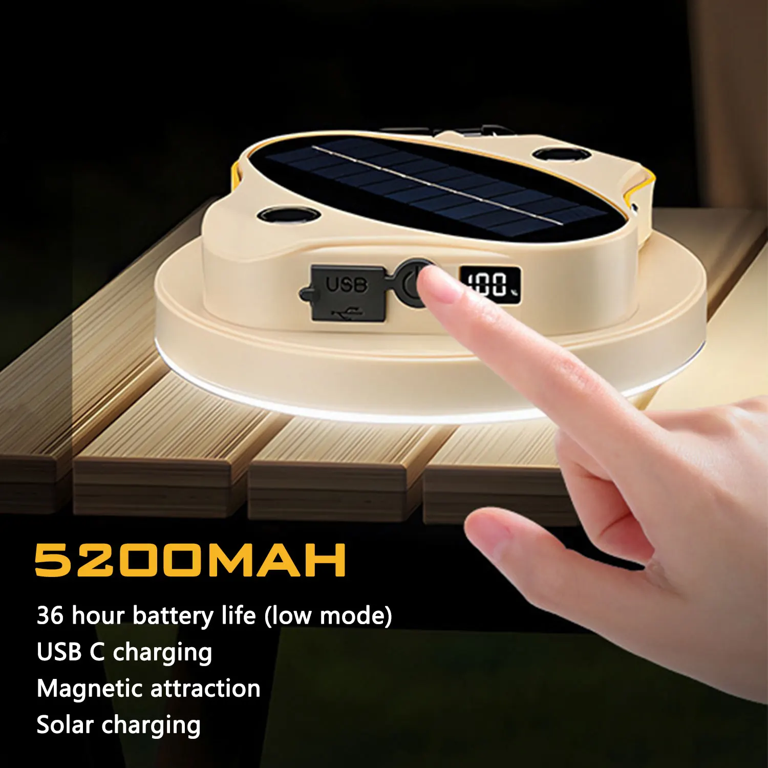 

5200MAH Rechargeable Powerful Light Camping Lantern with Magnet Strong Light Portable Flashlight Tent Lamp Work LED