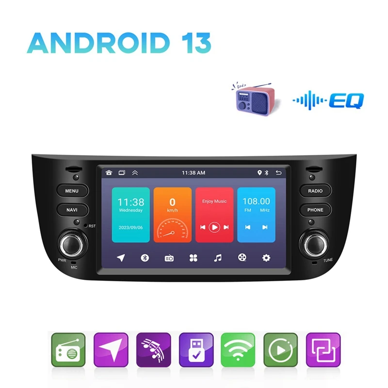 

Автомагнитола 2 Din на Android для Fiat Punto 2010-2016 Linea 2012-2015, мультимедийный плеер с Wi-Fi, GPS-навигацией, стерео