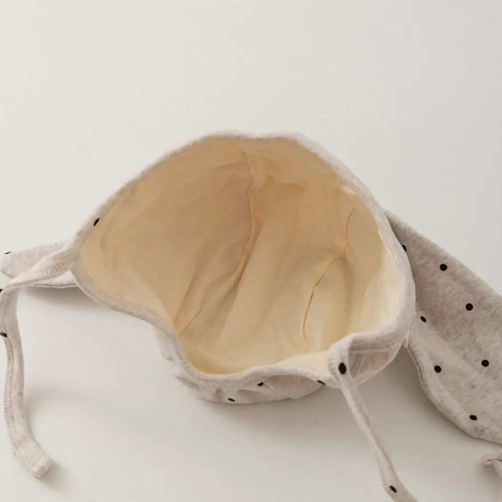Gorro Fetal para bebé Ins, gorro con orejas de conejo para recién nacido con lunares de dibujos animados, gorro con correa para corbata, gorro infantil dulce para niños y niñas